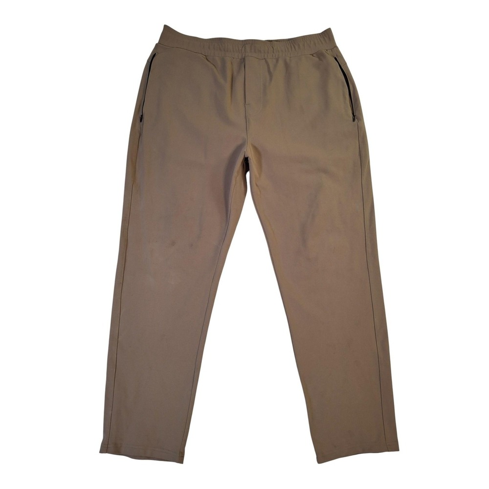 Public Rec Pants Mens 36x30 Khaki Performance Stretch Zip Pockets Elastic Waist